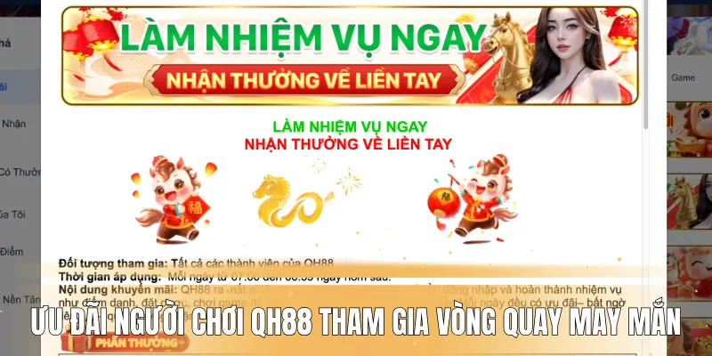 Ưu đãi người chơi QH88 tham gia vòng quay may mắn